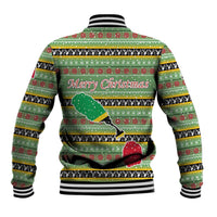 Saint Kitts and Nevis Christmas Baseball Jacket with Green Red Black Xmas Sailboat and Map - Wonder Print Shop
