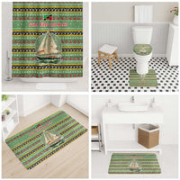 Saint Kitts and Nevis Christmas Bathroom Set with Green Red Black Xmas Sailboat and Map - Wonder Print Shop