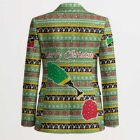 Saint Kitts and Nevis Christmas Blazer with Green Red Black Xmas Sailboat and Map - Wonder Print Shop