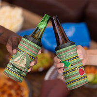 Saint Kitts and Nevis Christmas 4 in 1 Can Cooler Tumbler with Green Red Black Xmas Sailboat and Map - Wonder Print Shop