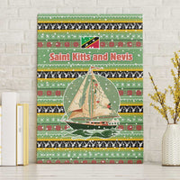 Saint Kitts and Nevis Christmas Canvas Wall Art with Green Red Black Xmas Sailboat and Map - Wonder Print Shop