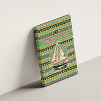 Saint Kitts and Nevis Christmas Canvas Wall Art with Green Red Black Xmas Sailboat and Map - Wonder Print Shop
