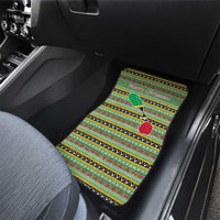 Saint Kitts and Nevis Christmas Car Mats with Green Red Black Xmas Sailboat and Map - Wonder Print Shop