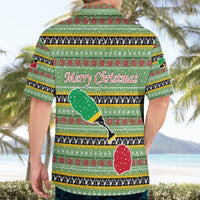 Saint Kitts and Nevis Christmas Hawaiian Shirt with Green Red Black Xmas Sailboat and Map - Wonder Print Shop