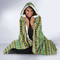 Saint Kitts and Nevis Christmas Hooded Blanket with Green Red Black Xmas Sailboat and Map - Wonder Print Shop