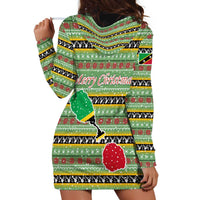 Saint Kitts and Nevis Christmas Hoodie Dress with Green Red Black Xmas Sailboat and Map - Wonder Print Shop