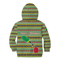 Saint Kitts and Nevis Christmas Kid Hoodie with Green Red Black Xmas Sailboat and Map - Wonder Print Shop