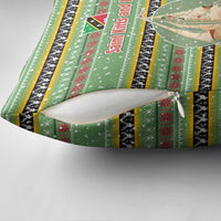 Saint Kitts and Nevis Christmas Pillow Cover with Green Red Black Xmas Sailboat and Map - Wonder Print Shop