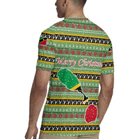 Saint Kitts and Nevis Christmas Rugby Jersey with Green Red Black Xmas Sailboat and Map - Wonder Print Shop