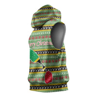 Saint Kitts and Nevis Christmas Sleeveless Hoodie with Green Red Black Xmas Sailboat and Map - Wonder Print Shop