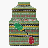 Saint Kitts and Nevis Christmas Sleeveless Puffer Jacket with Green Red Black Xmas Sailboat and Map - Wonder Print Shop