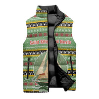 Saint Kitts and Nevis Christmas Sleeveless Puffer Jacket with Green Red Black Xmas Sailboat and Map - Wonder Print Shop