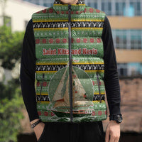 Saint Kitts and Nevis Christmas Sleeveless Puffer Jacket with Green Red Black Xmas Sailboat and Map - Wonder Print Shop
