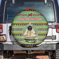Saint Kitts and Nevis Christmas Spare Tire Cover with Green Red Black Xmas Sailboat and Map - Wonder Print Shop