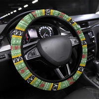 Saint Kitts and Nevis Christmas Steering Wheel Cover with Green Red Black Xmas Sailboat and Map - Wonder Print Shop