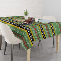 Saint Kitts and Nevis Christmas Tablecloth with Green Red Black Xmas Sailboat and Map - Wonder Print Shop