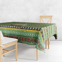 Saint Kitts and Nevis Christmas Tablecloth with Green Red Black Xmas Sailboat and Map - Wonder Print Shop