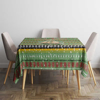 Saint Kitts and Nevis Christmas Tablecloth with Green Red Black Xmas Sailboat and Map - Wonder Print Shop
