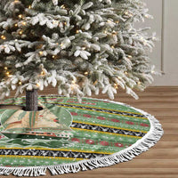 Saint Kitts and Nevis Christmas Tree Skirt with Green Red Black Xmas Sailboat and Map - Wonder Print Shop