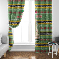 Saint Kitts and Nevis Christmas Window Curtain with Green Red Black Xmas Sailboat and Map - Wonder Print Shop