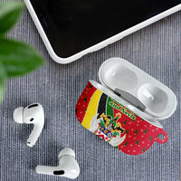 Saint Kitts and Nevis Christmas AirPods Case with Red Green Black Xmas Monkey Gift and Coat of Arms - Wonder Print Shop