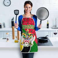 Saint Kitts and Nevis Christmas Apron with Red Green Black Xmas Monkey Gift and Coat of Arms - Wonder Print Shop