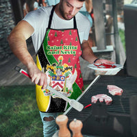 Saint Kitts and Nevis Christmas Apron with Red Green Black Xmas Monkey Gift and Coat of Arms - Wonder Print Shop