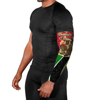 Saint Kitts and Nevis Christmas Arm Sleeves with Red Green Black Xmas Monkey Gift and Coat of Arms - Wonder Print Shop