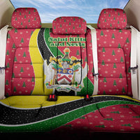 Saint Kitts and Nevis Christmas Back Car Seat Cover with Red Green Black Xmas Monkey Gift and Coat of Arms - Wonder Print Shop