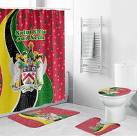 Saint Kitts and Nevis Christmas Bathroom Set with Red Green Black Xmas Monkey Gift and Coat of Arms - Wonder Print Shop