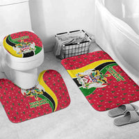 Saint Kitts and Nevis Christmas Bathroom Set with Red Green Black Xmas Monkey Gift and Coat of Arms - Wonder Print Shop