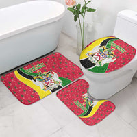 Saint Kitts and Nevis Christmas Bathroom Set with Red Green Black Xmas Monkey Gift and Coat of Arms - Wonder Print Shop