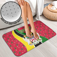 Saint Kitts and Nevis Christmas Bathroom Set with Red Green Black Xmas Monkey Gift and Coat of Arms - Wonder Print Shop