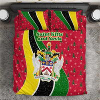 Saint Kitts and Nevis Christmas Bedding Set with Red Green Black Xmas Monkey Gift and Coat of Arms - Wonder Print Shop