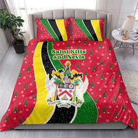 Saint Kitts and Nevis Christmas Bedding Set with Red Green Black Xmas Monkey Gift and Coat of Arms - Wonder Print Shop