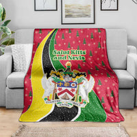 Saint Kitts and Nevis Christmas Blanket with Red Green Black Xmas Monkey Gift and Coat of Arms - Wonder Print Shop