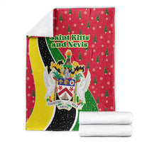 Saint Kitts and Nevis Christmas Blanket with Red Green Black Xmas Monkey Gift and Coat of Arms - Wonder Print Shop