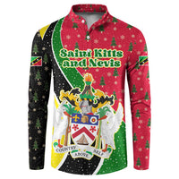 Saint Kitts and Nevis Christmas Button Sweatshirt with Red Green Black Xmas Monkey Gift and Coat of Arms - Wonder Print Shop