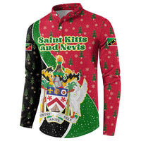 Saint Kitts and Nevis Christmas Button Sweatshirt with Red Green Black Xmas Monkey Gift and Coat of Arms - Wonder Print Shop
