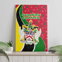Saint Kitts and Nevis Christmas Canvas Wall Art with Red Green Black Xmas Monkey Gift and Coat of Arms - Wonder Print Shop