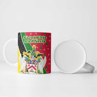 Saint Kitts and Nevis Christmas Ceramic Mug with Red Green Black Xmas Monkey Gift and Coat of Arms - Wonder Print Shop