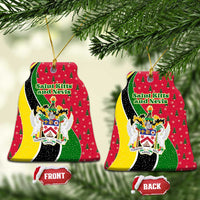Saint Kitts and Nevis Christmas Ceramic Ornament with Red Green Black Xmas Monkey Gift and Coat of Arms - Wonder Print Shop