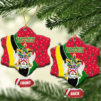 Saint Kitts and Nevis Christmas Ceramic Ornament with Red Green Black Xmas Monkey Gift and Coat of Arms - Wonder Print Shop