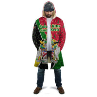 Saint Kitts and Nevis Christmas Cloak with Red Green Black Xmas Monkey Gift and Coat of Arms - Wonder Print Shop