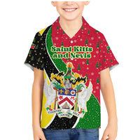 Saint Kitts and Nevis Christmas Family Matching Mermaid Dress and Hawaiian Shirt with Red Green Black Xmas Monkey Gift and Coat of Arms - Wonder Print Shop