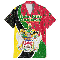 Saint Kitts and Nevis Christmas Family Matching Summer Maxi Dress and Hawaiian Shirt with Red Green Black Xmas Monkey Gift and Coat of Arms - Wonder Print Shop