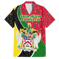 Saint Kitts and Nevis Christmas Hawaiian Shirt with Red Green Black Xmas Monkey Gift and Coat of Arms - Wonder Print Shop