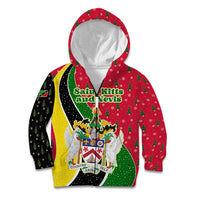 Saint Kitts and Nevis Christmas Kid Hoodie with Red Green Black Xmas Monkey Gift and Coat of Arms - Wonder Print Shop