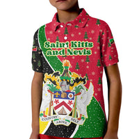 Saint Kitts and Nevis Christmas Kid Polo Shirt with Red Green Black Xmas Monkey Gift and Coat of Arms - Wonder Print Shop