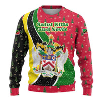 Saint Kitts and Nevis Christmas Ugly Christmas Sweater with Red Green Black Xmas Monkey Gift and Coat of Arms - Wonder Print Shop